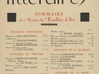 Sommaire du n°1 des Feuillets d'art.